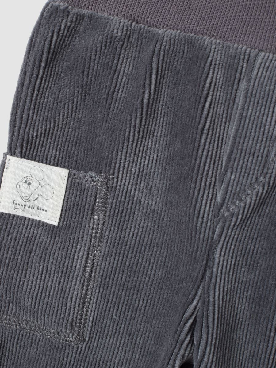 Completo grigio in puro cotone organico a coste con ricami Mickey_2