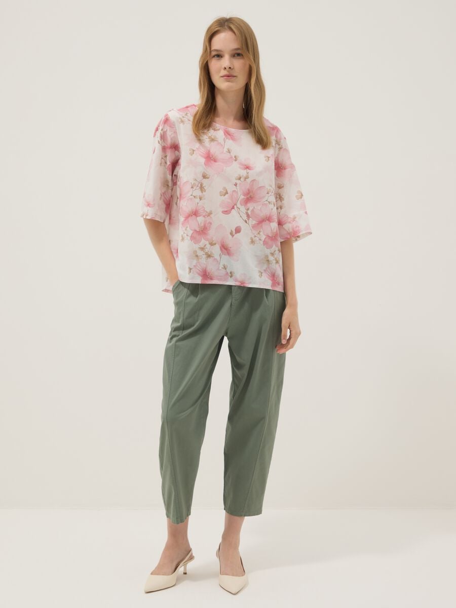 Pink pure cotton top with floral print_2