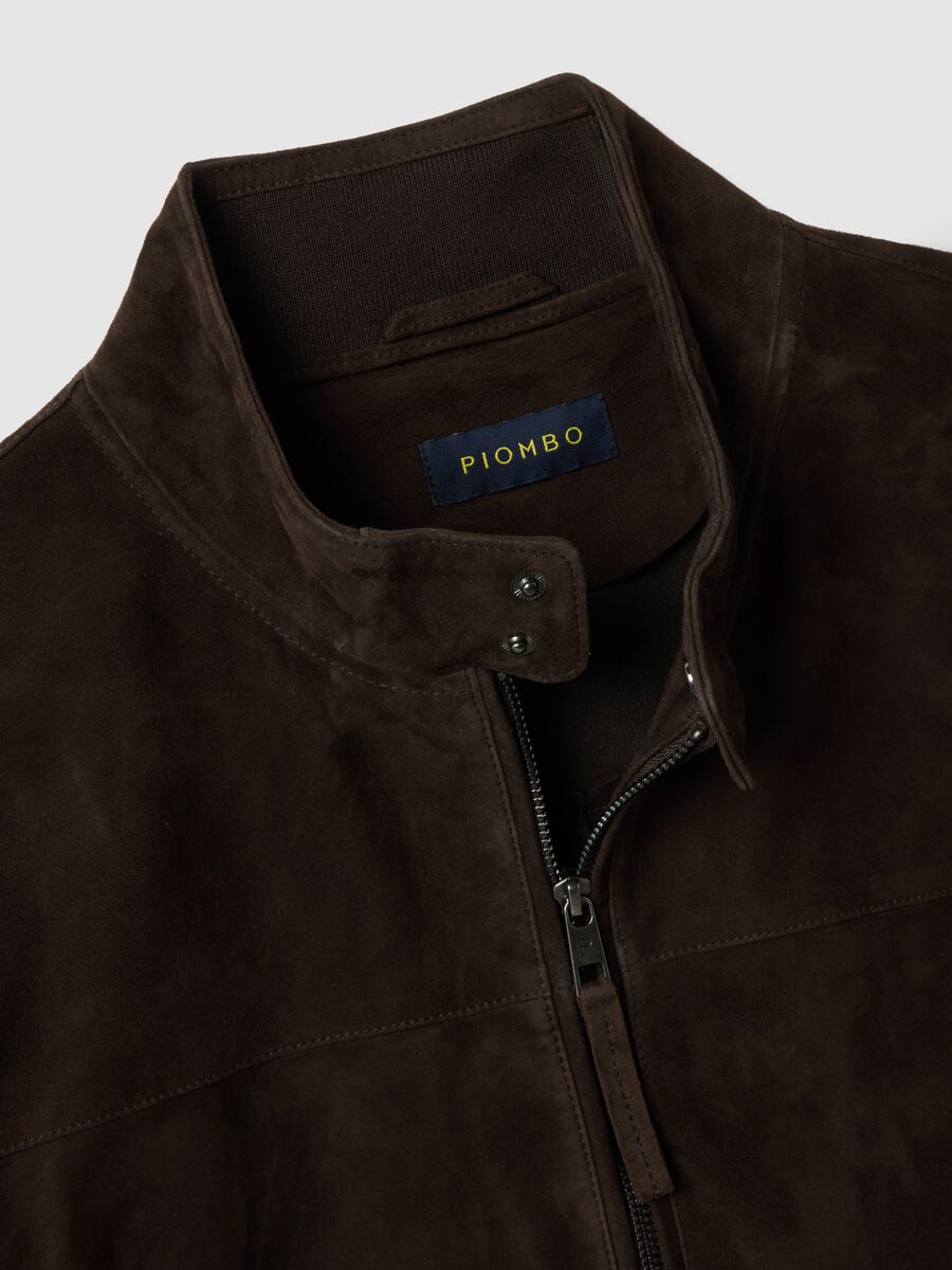 Brown genuine leather jacket regular fit with full zip_5