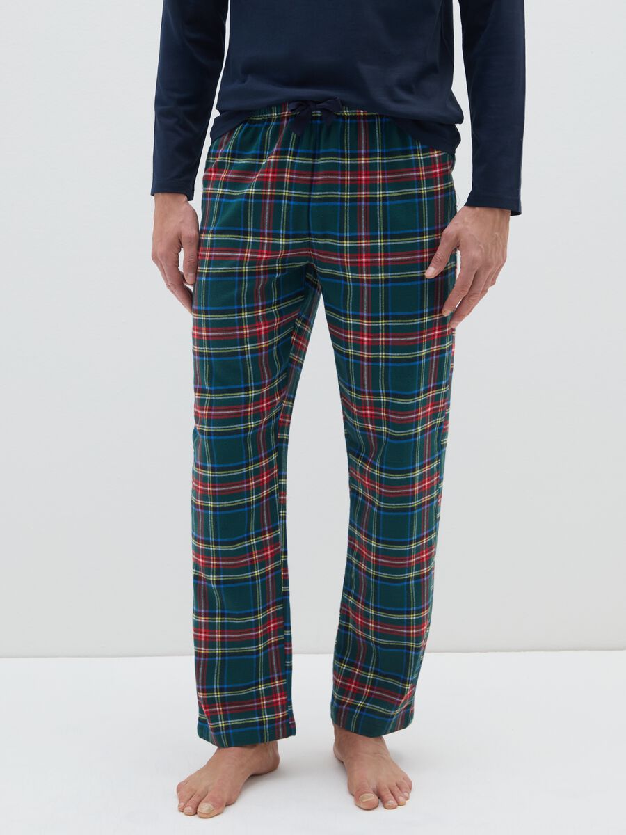 Multicoloured Check Pure Cotton Pyjama Trousers_1