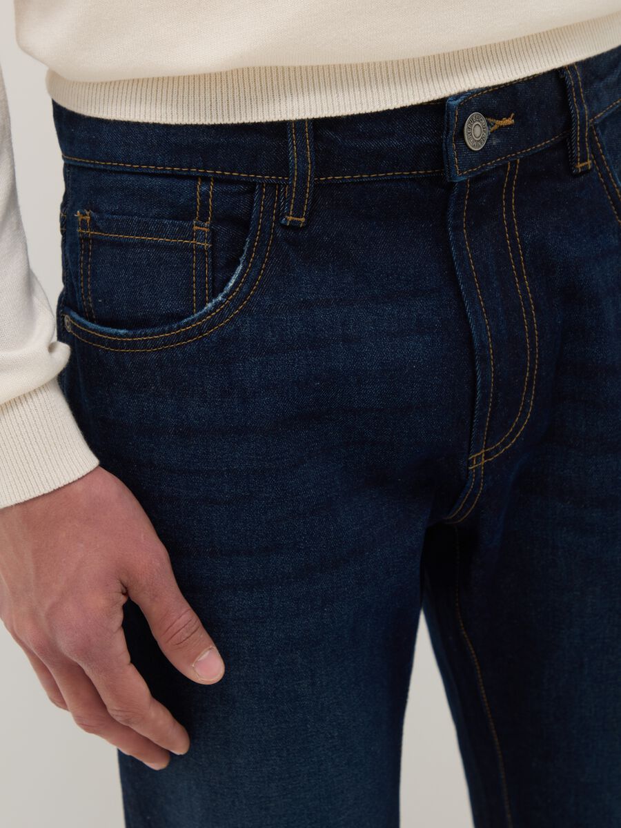 Jeans in puro cotone blu regular fit_3