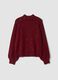 Red stretch top with high neck and sequins_2