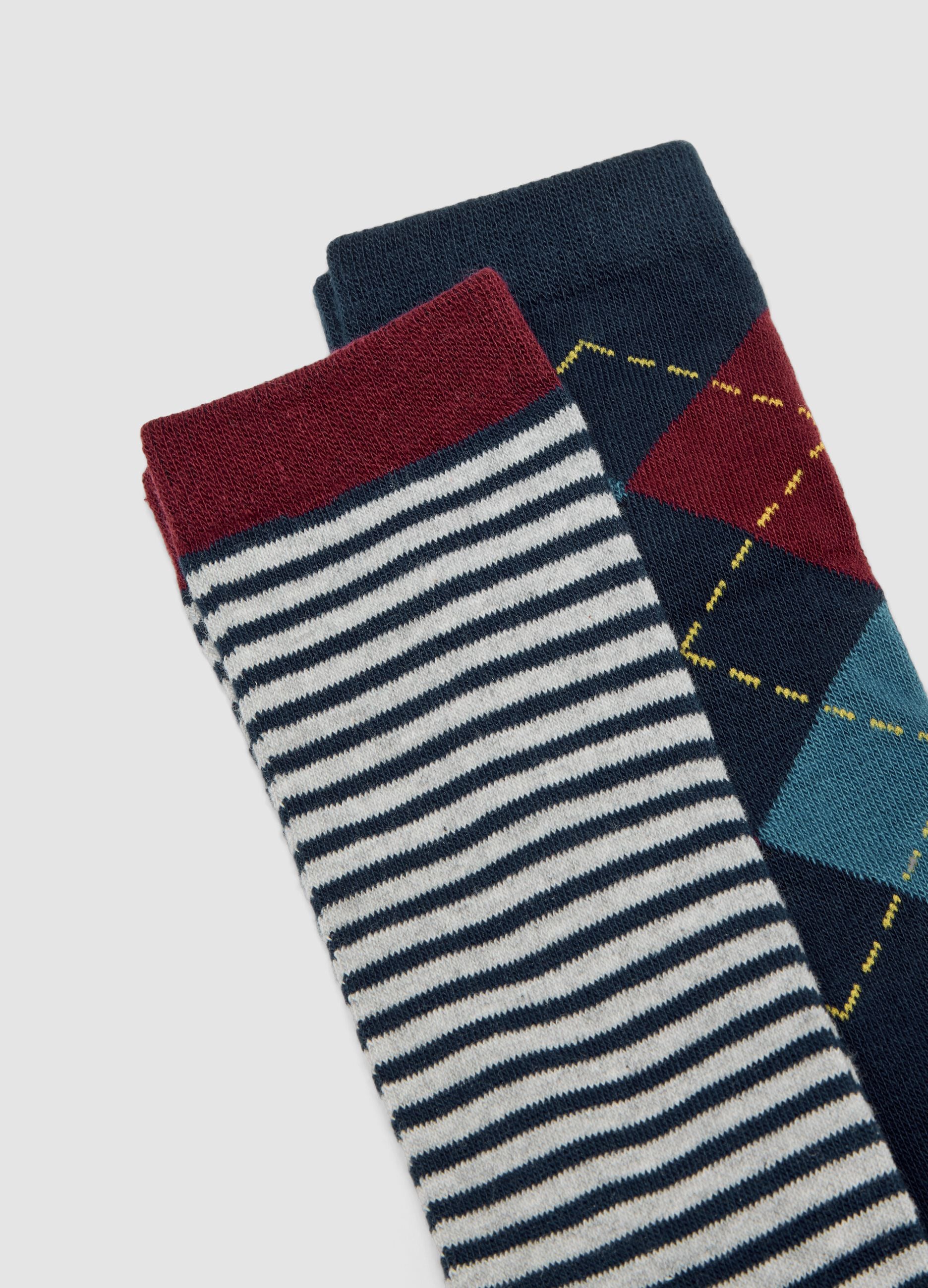 Tripack calze lunghe multicolor in cotone organico elasticizzato