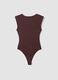 Body marrone in tessuto elasticizzato con arricciature regular fit_2