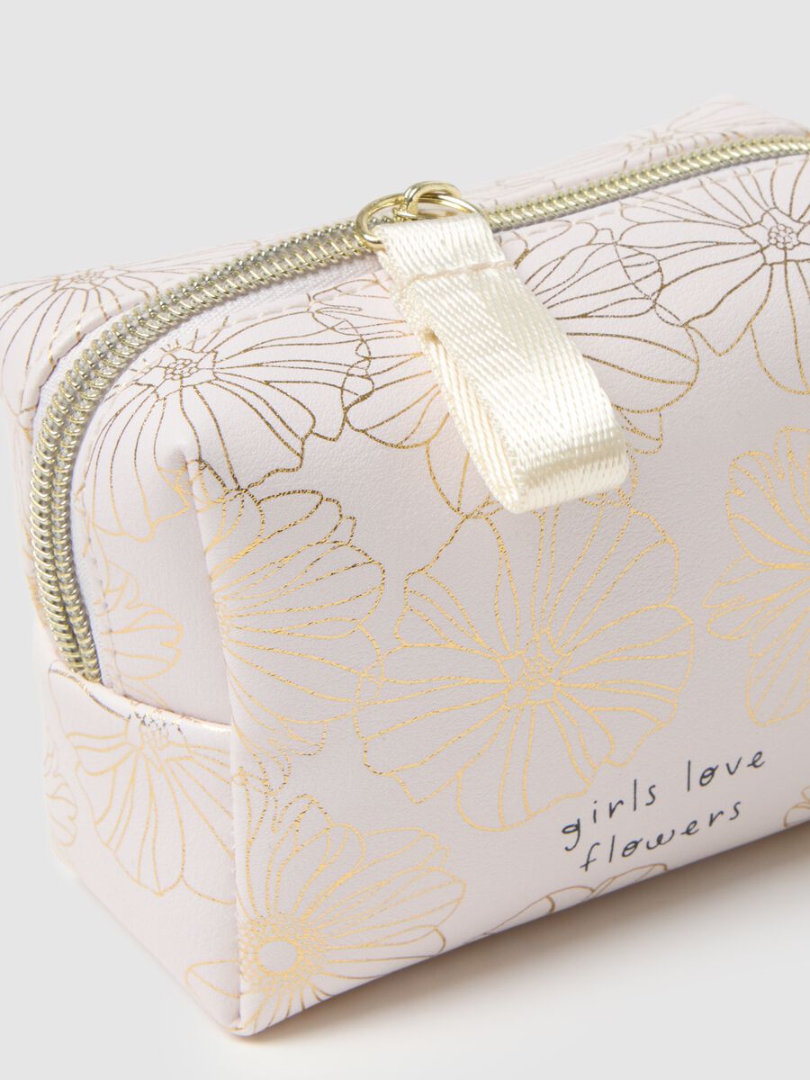 White toiletry bag with zip and floral design_2