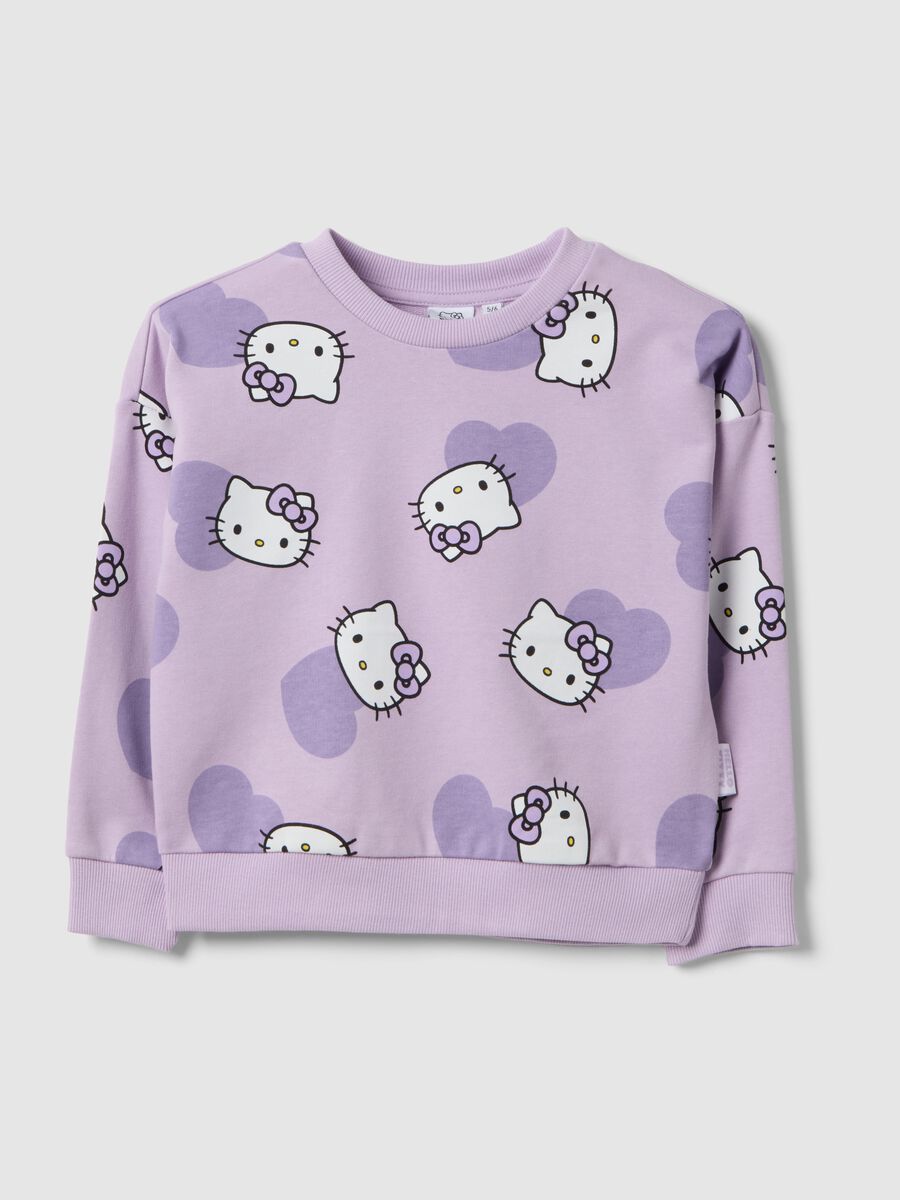 Girls' regular fit purple cotton blend sweatshirt with Hello Kitty_0