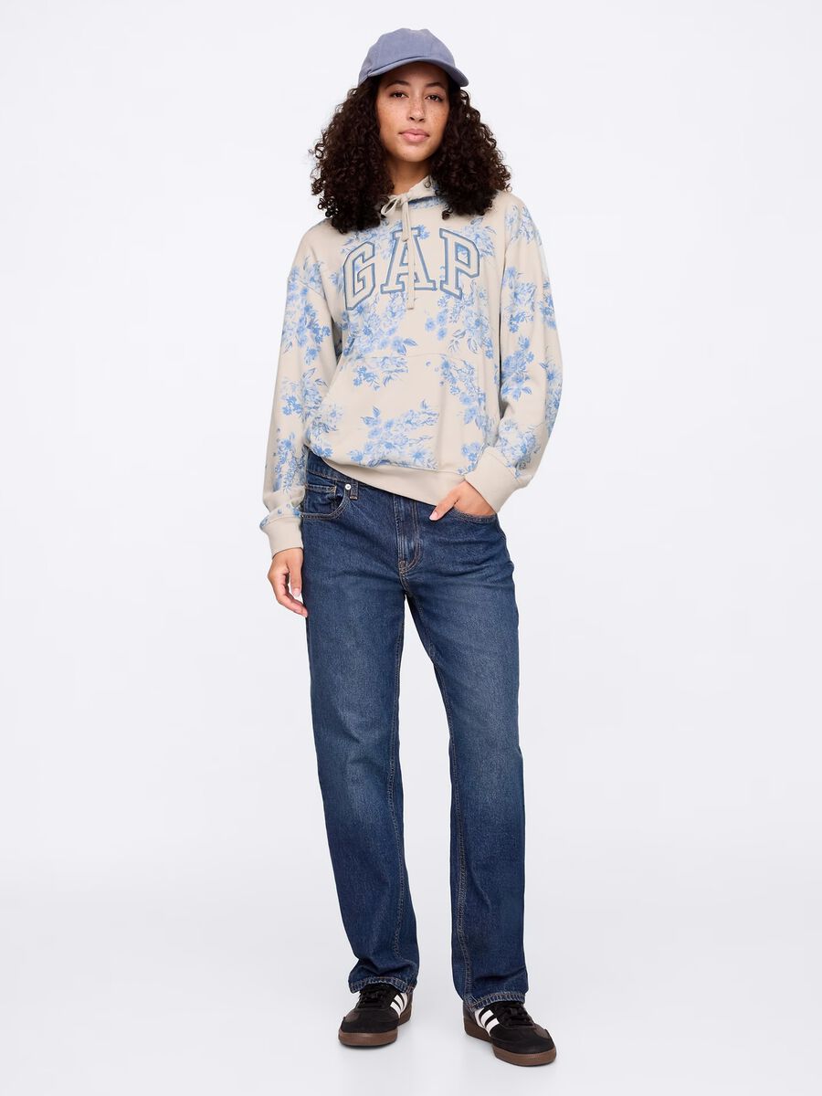 Beige floral sweatshirt with hood_2
