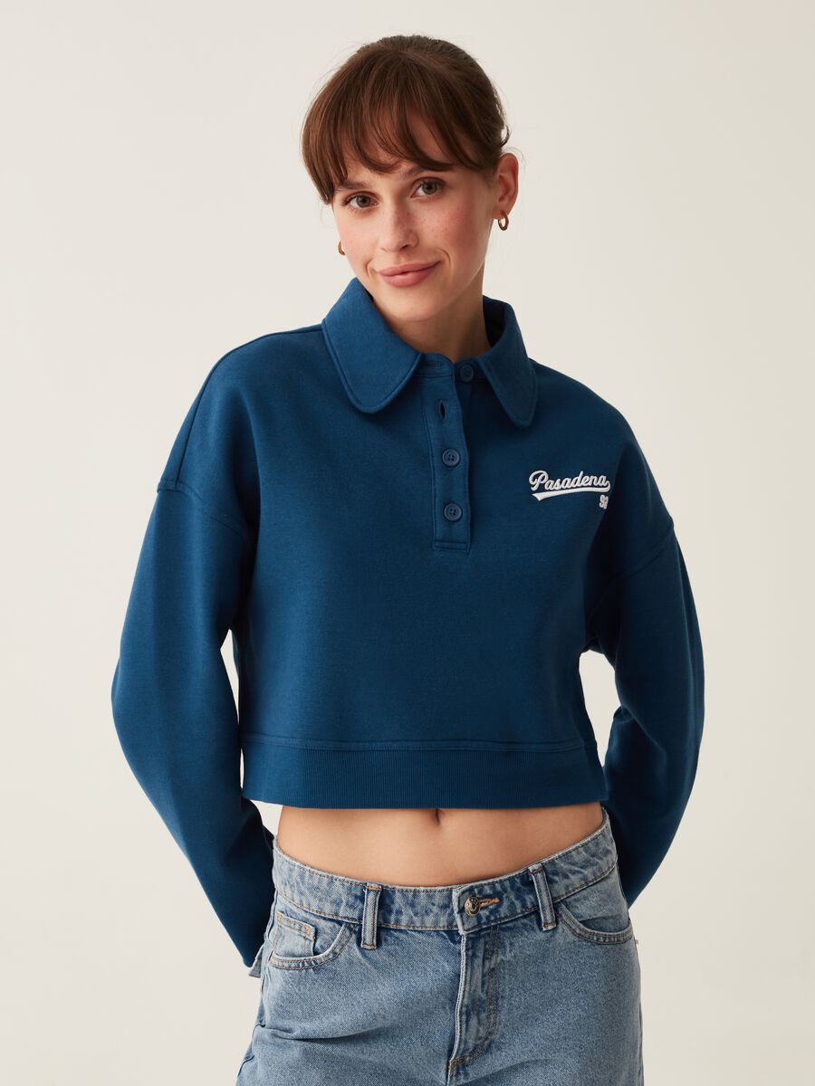Felpa cropped con scollo a polo_1