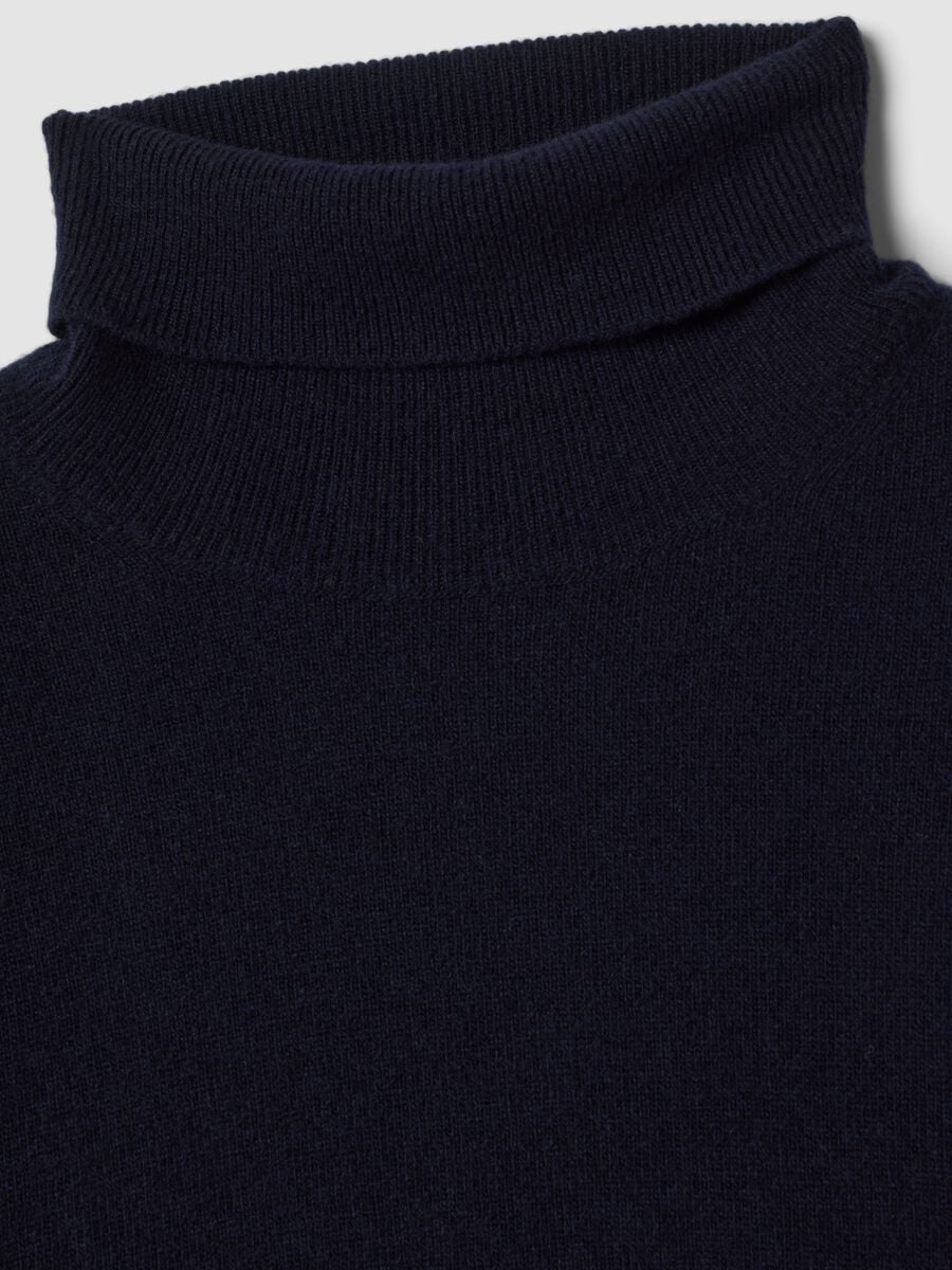 Maglia blu navy dolcevita in pura lana di agnello_5