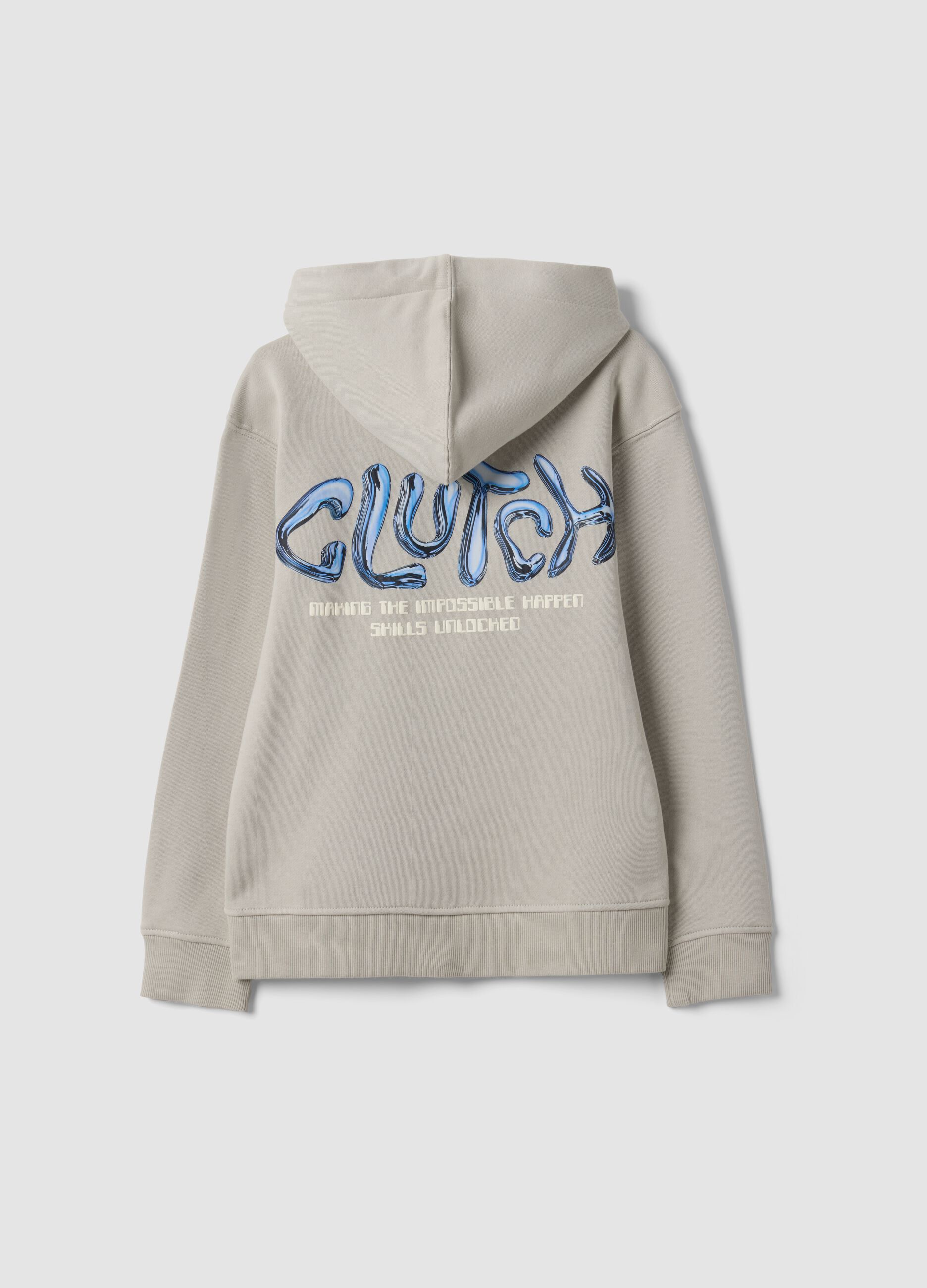 Grey oversized cotton-blend hoodie with print for boys