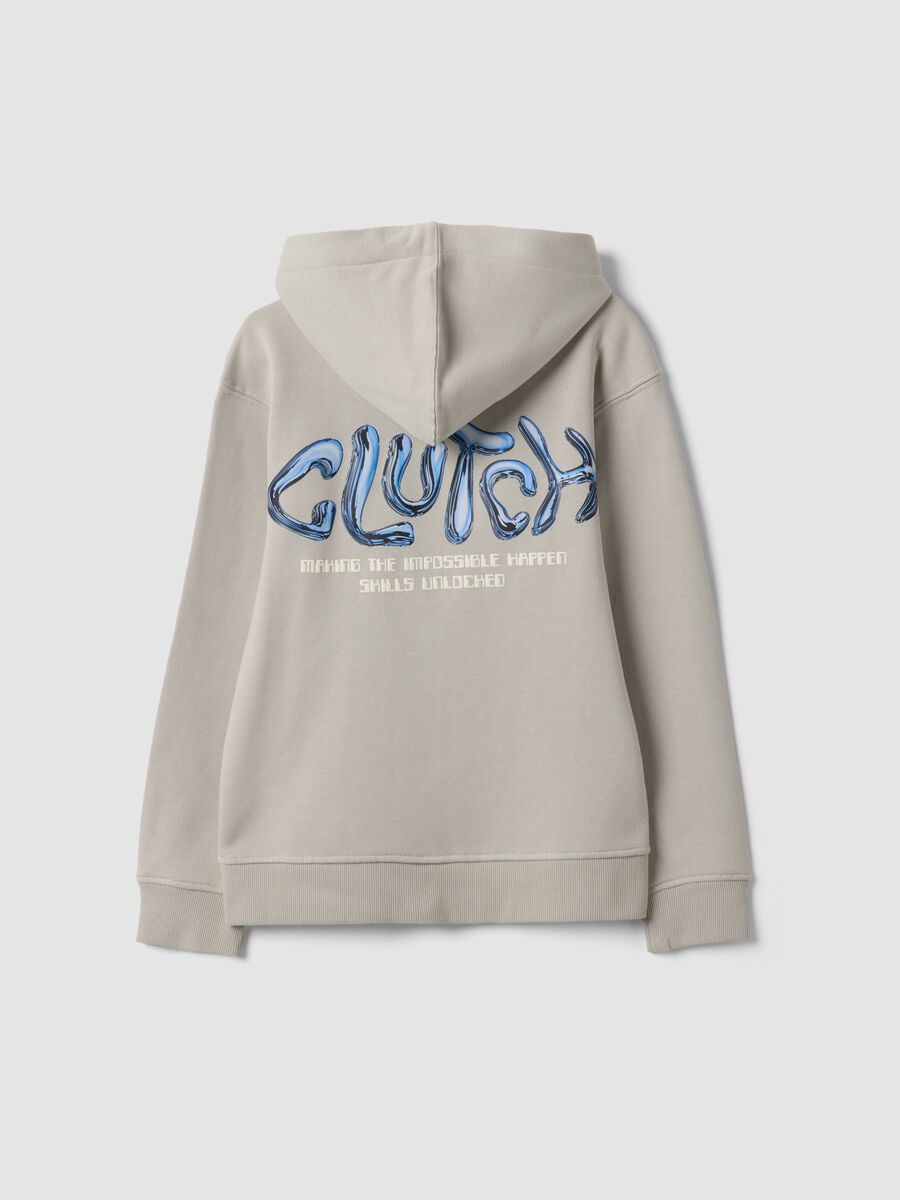 Grey oversized cotton-blend hoodie with print for boys_2