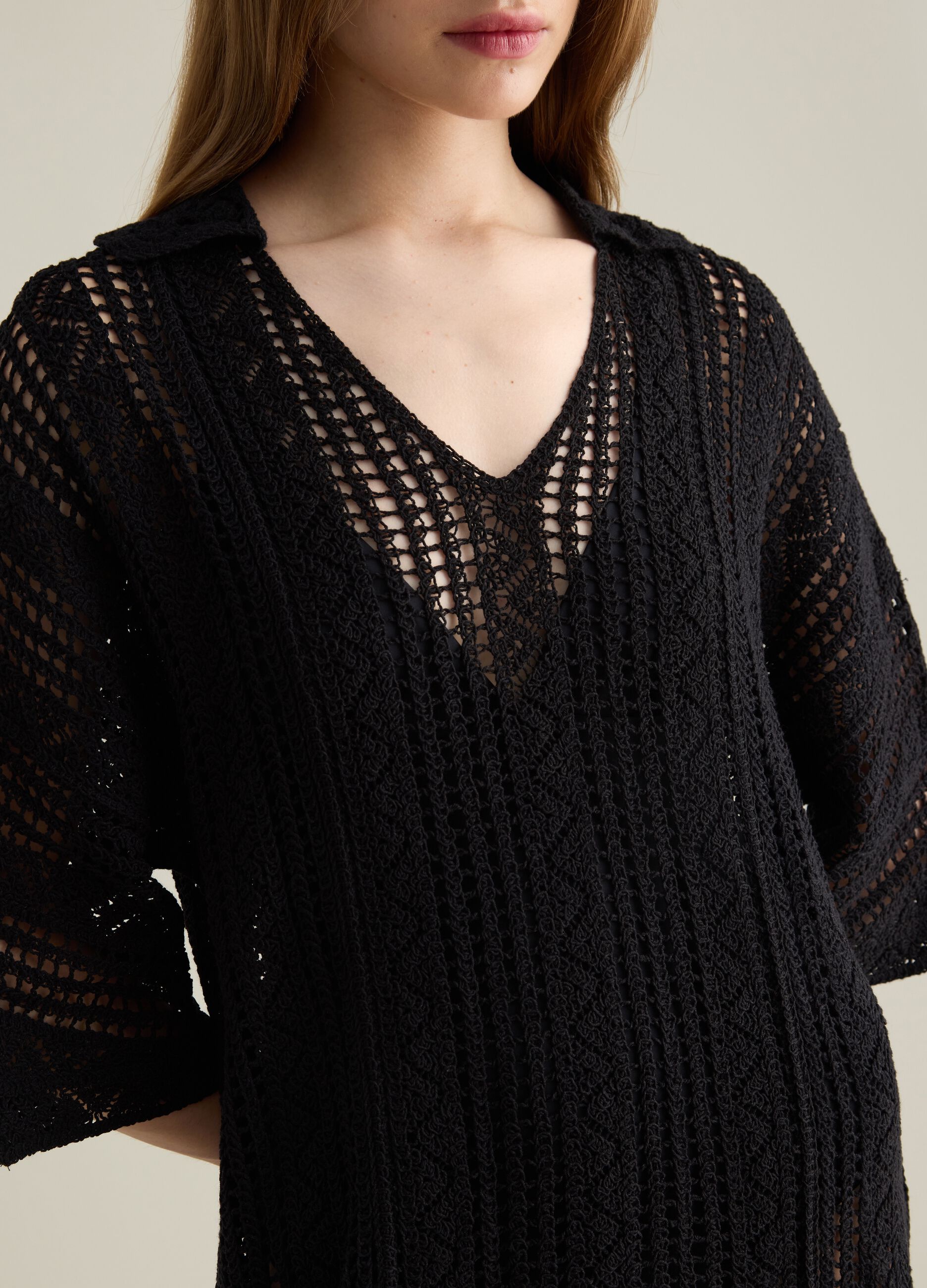 Women's Long Black Pure Cotton Dress