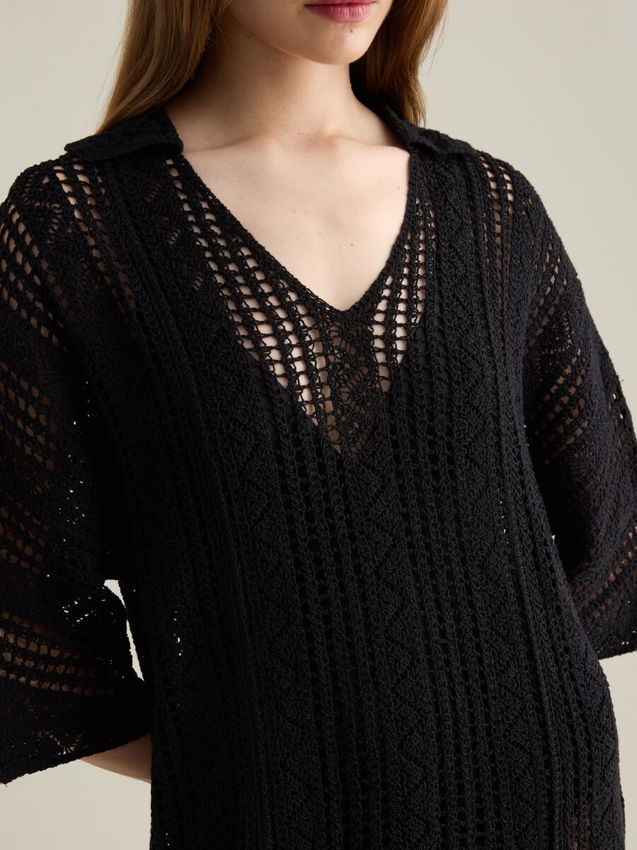 Women's Long Black Pure Cotton Dress_2