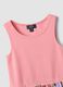 Abito rosa in cotone elasticizzato con gonna fantasia floreale per bambina_3