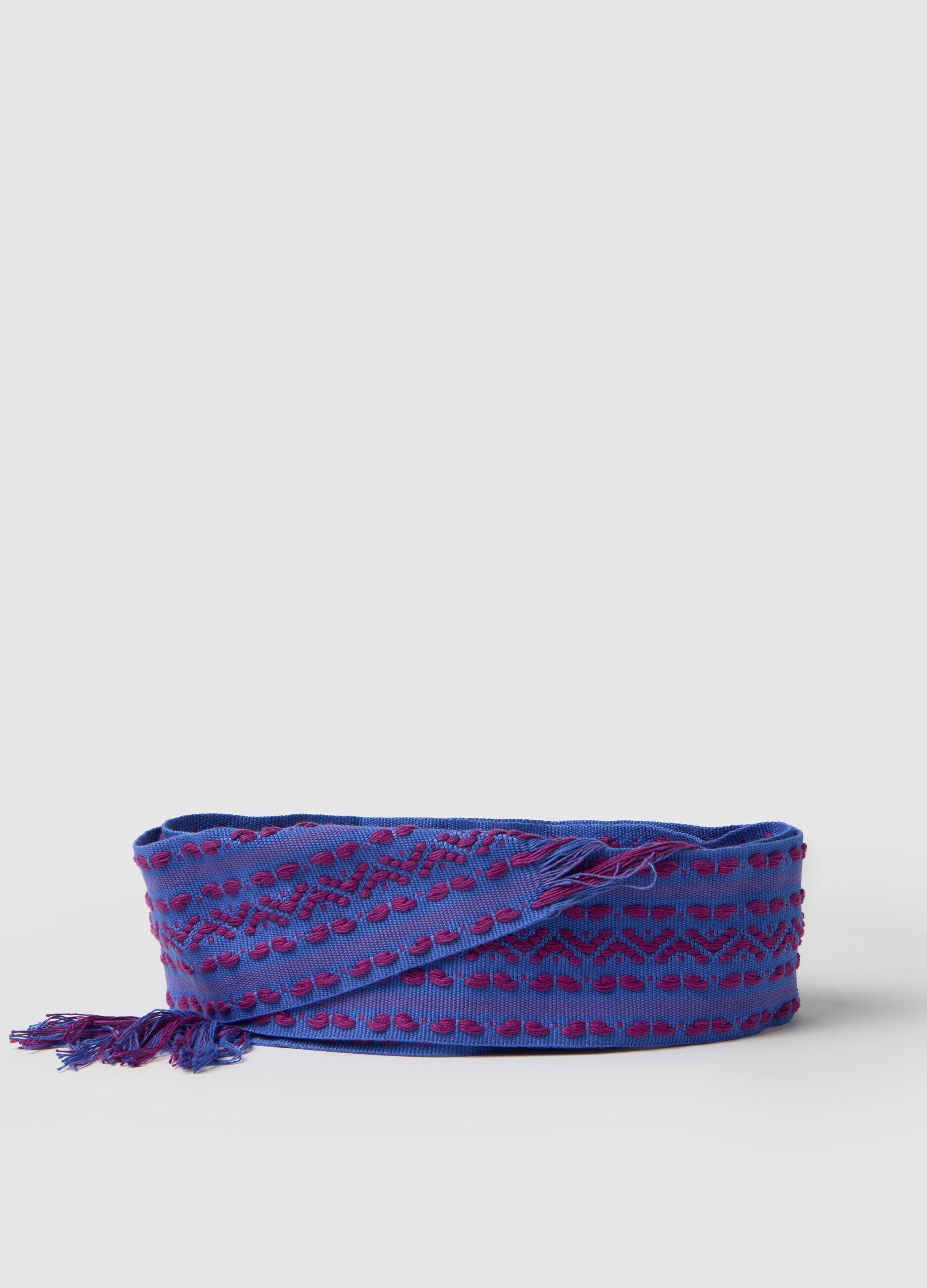 Cintura intrecciata da donna multicolor con frange