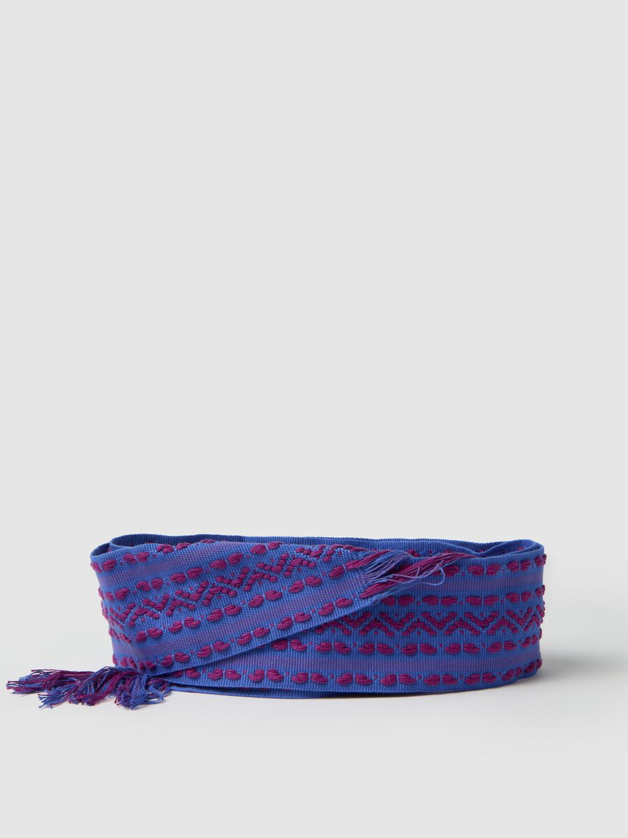 Women's multicolour braided belt with fringes_0
