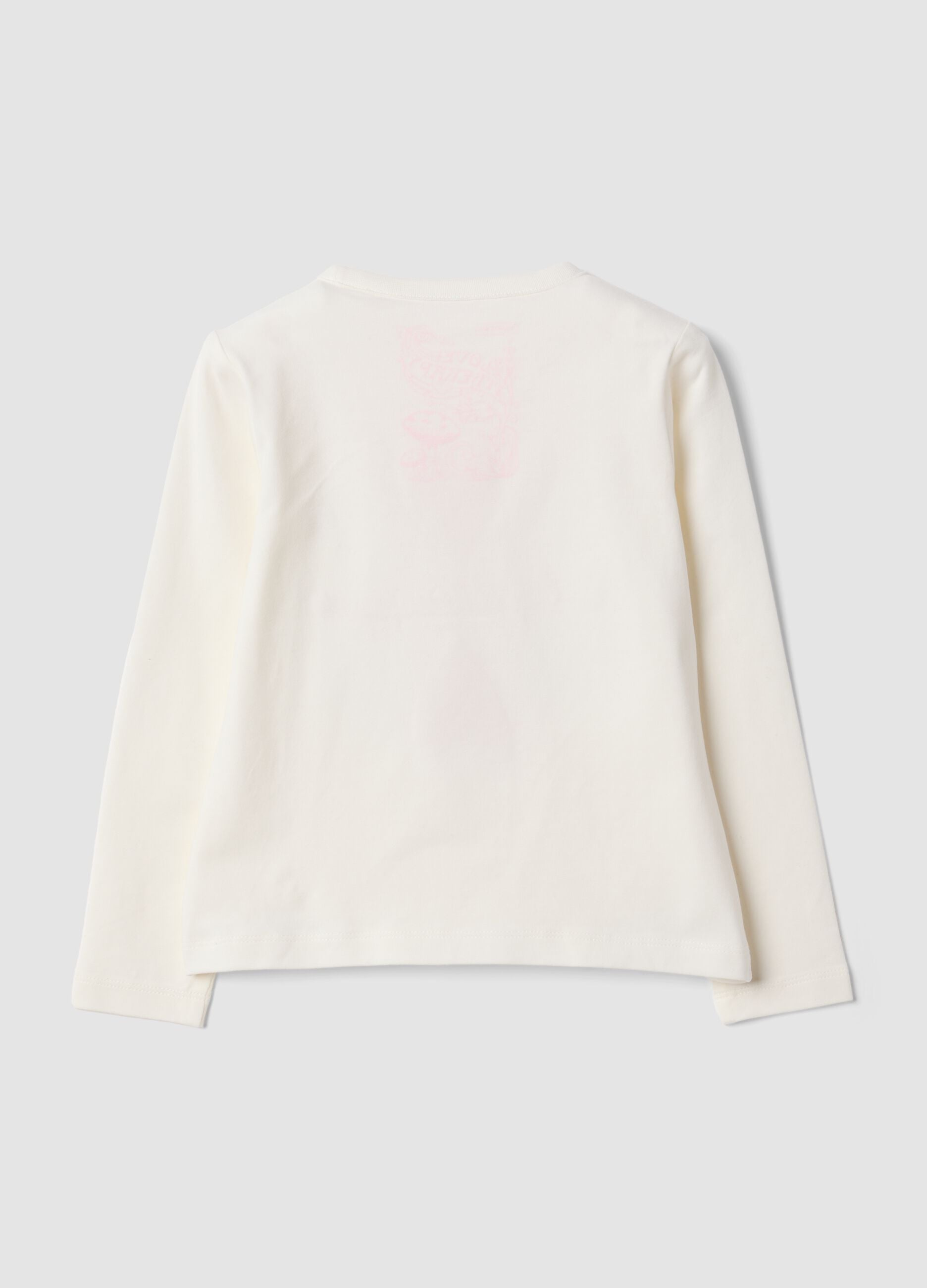 White stretch-cotton regular-fit T-shirt with embroidered hearts