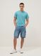 Short-sleeved pure cotton blue regular fit T-shirt_1