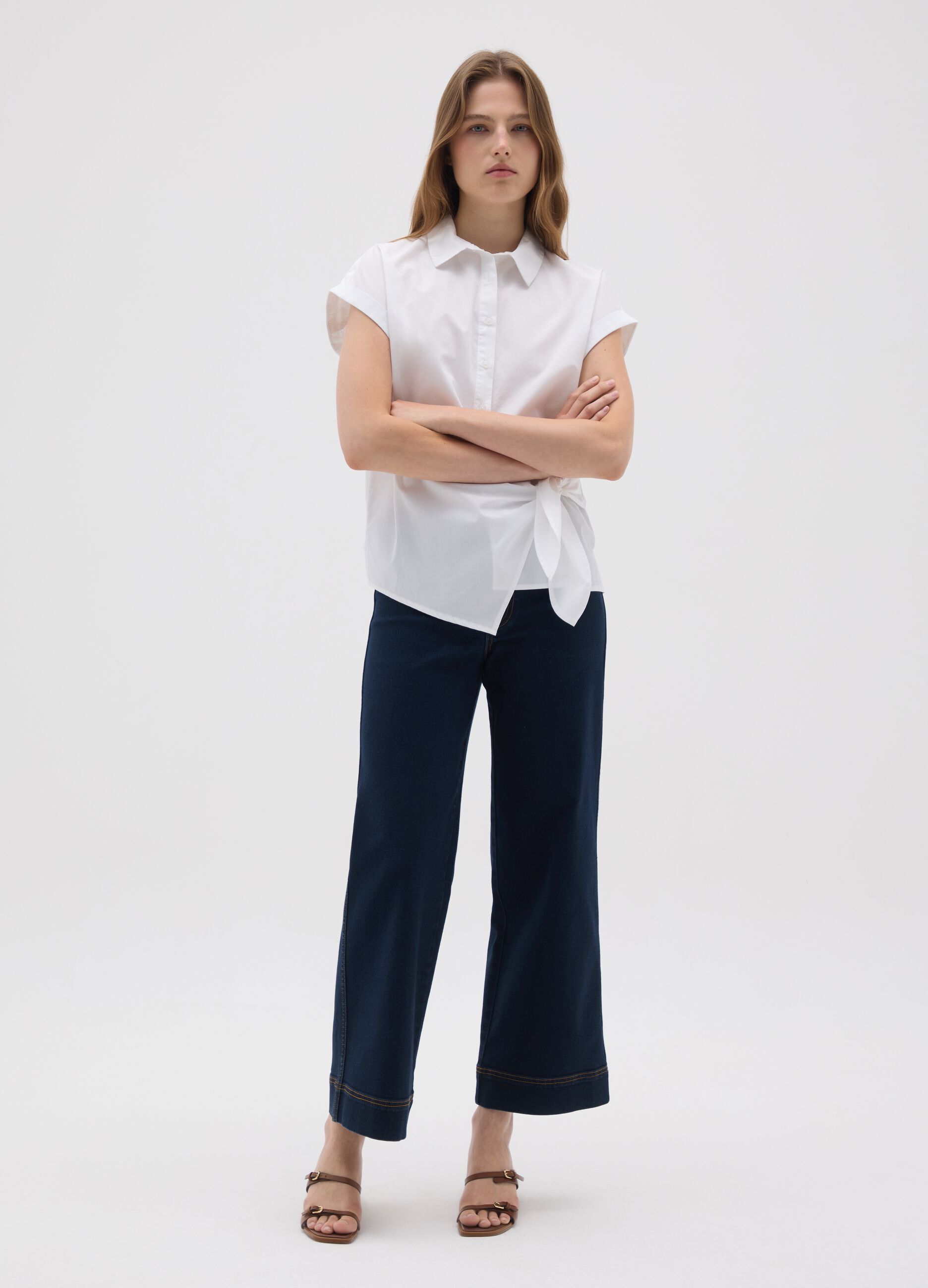 Women's blue denim trousers regular fit