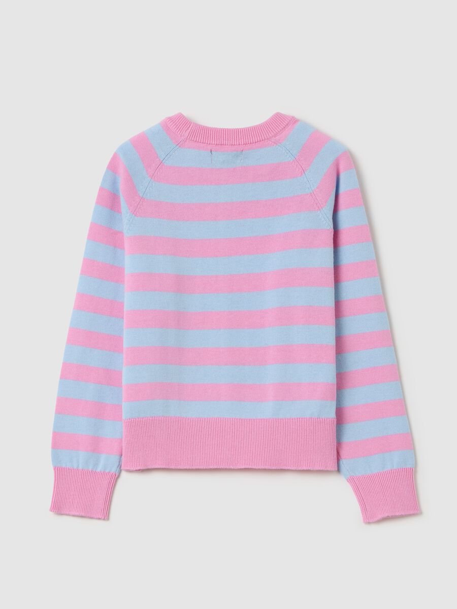 Striped cotton pullover with logo embroidery_4