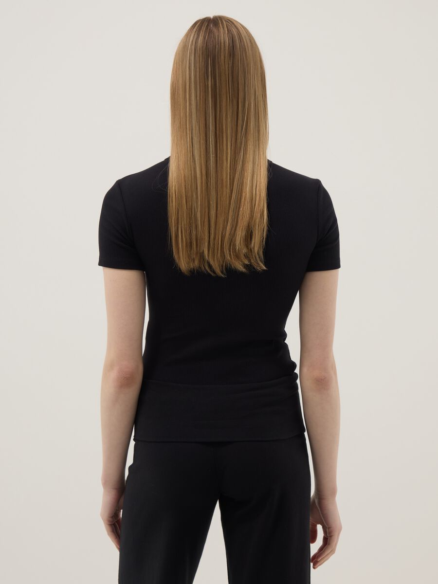 Black slim fit stretch cotton top_2