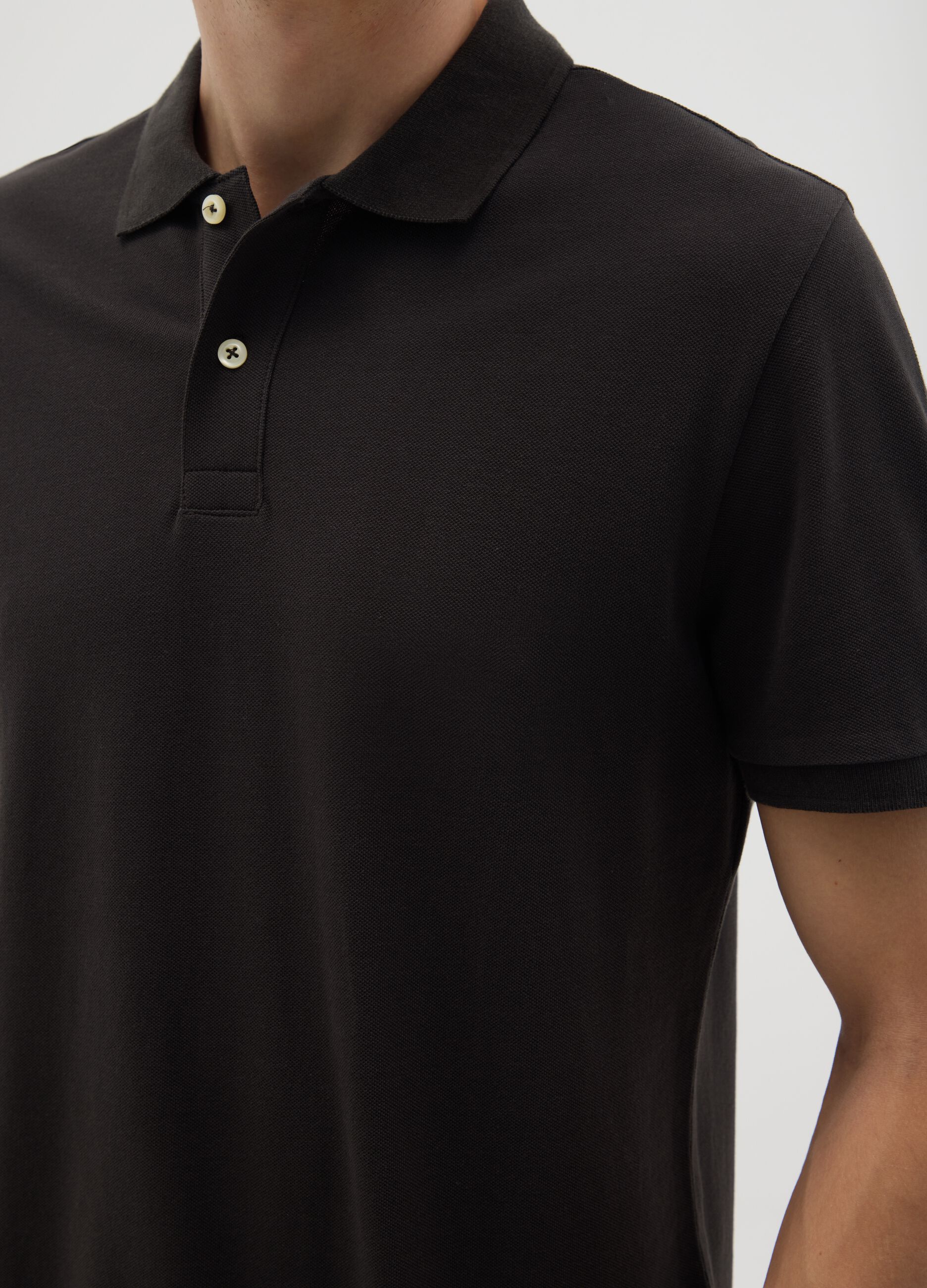 Men's black pure cotton polo shirt in regular fit