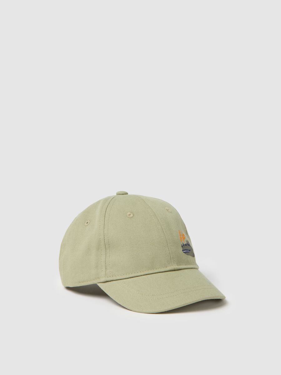 Boys’ green baseball cap in 100% cotton with embroidery_0