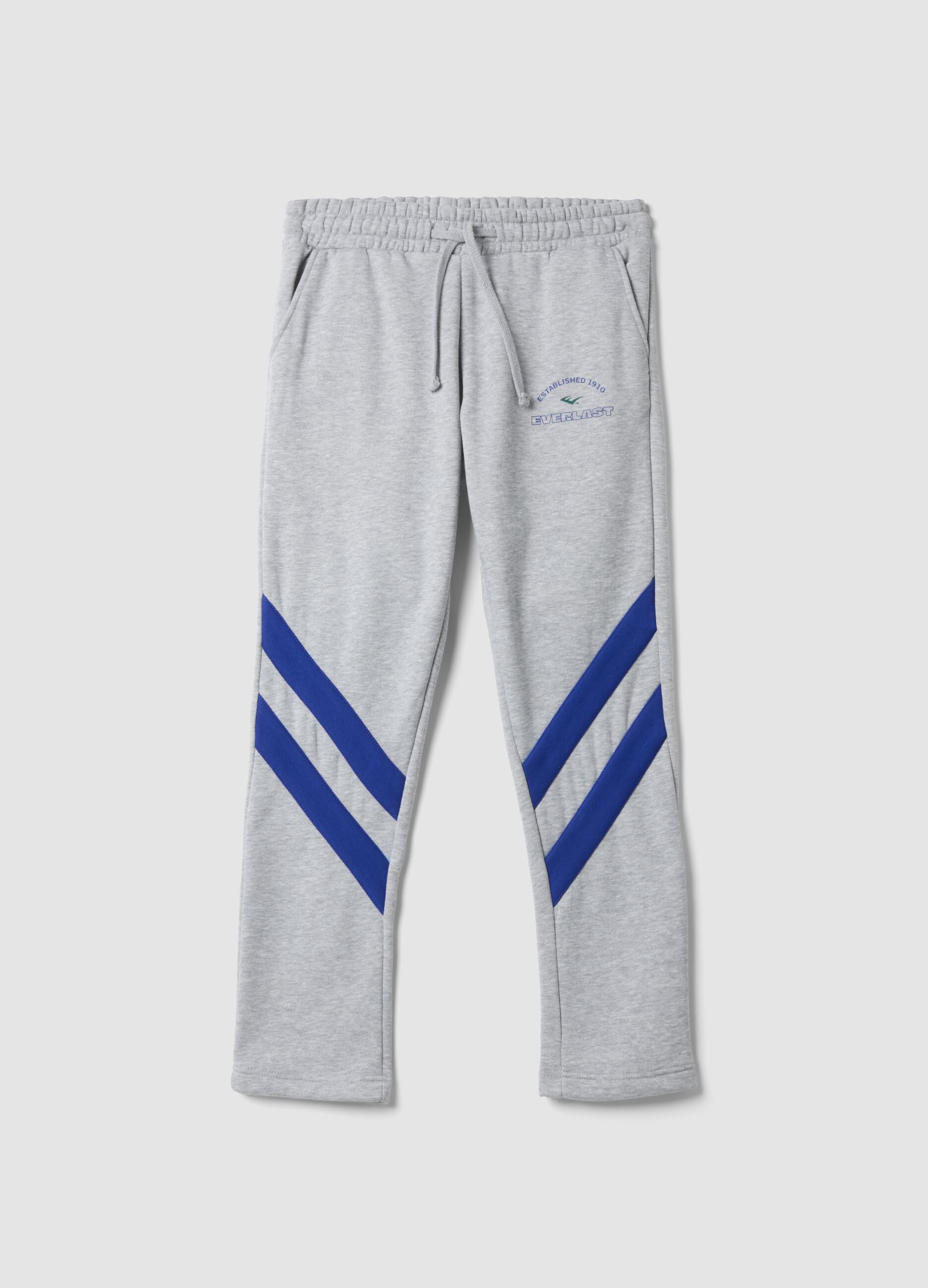 Grey marl cotton-blend joggers with contrast side stripes