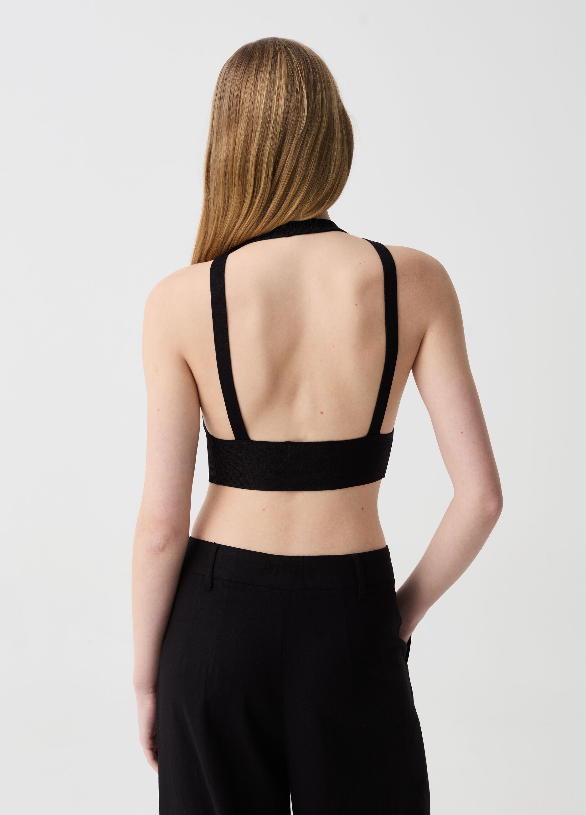 Lurex crop top with bare back