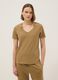 T-shirt in puro cotone marrone regular fit con scollo a V_0