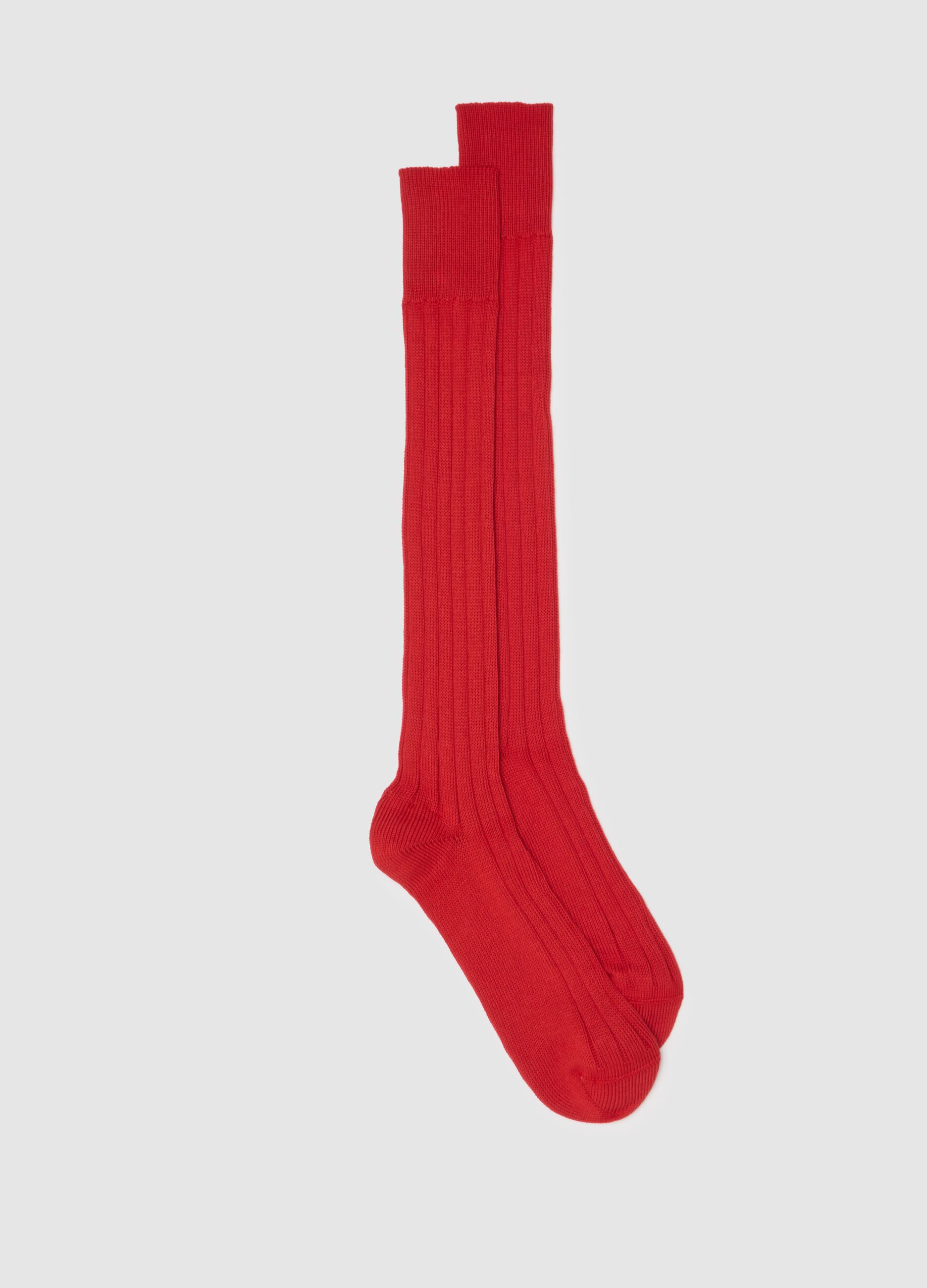 Long red pure cotton socks