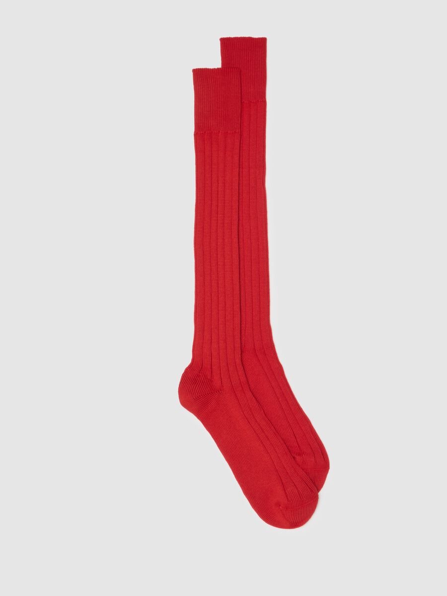 Long red pure cotton socks_0
