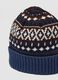 Berretto blu navy in maglia jacquard con risvolto_2
