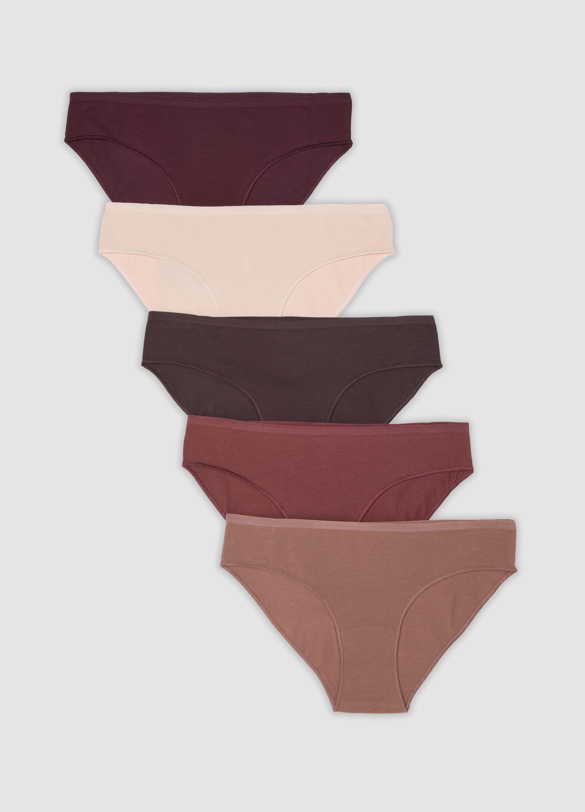 Multipack di cinque slip multicolor in cotone organico elasticizzato