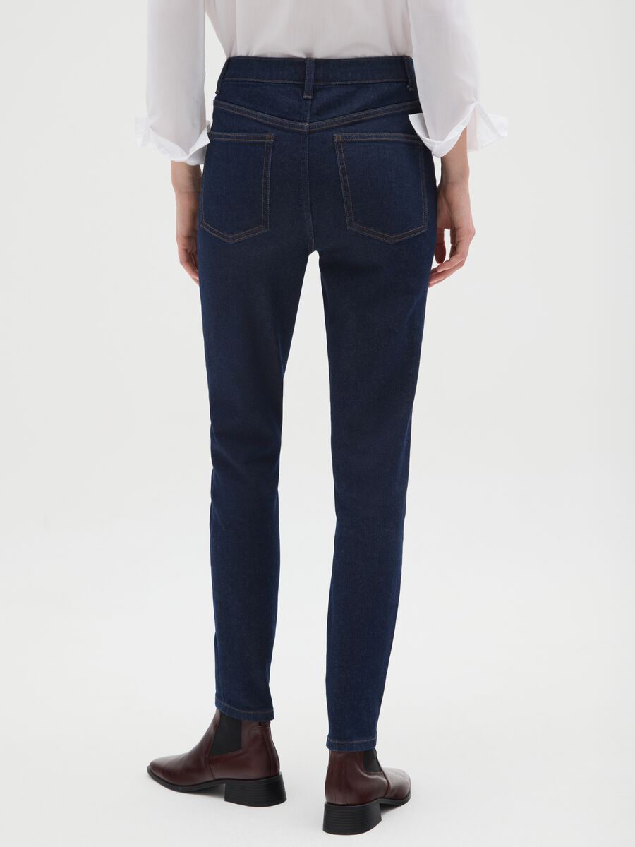 High-waisted stretch cotton blue skinny jeans_2