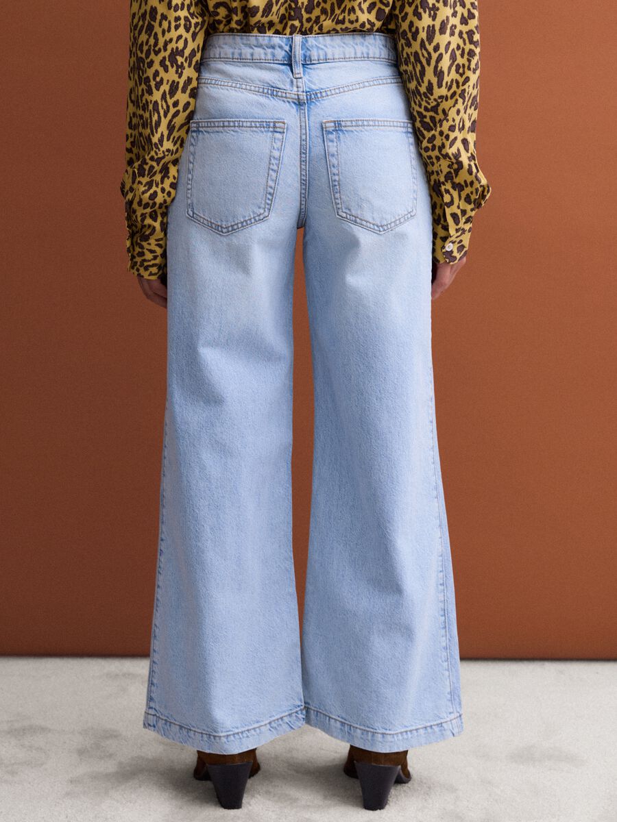 Jeans azzurri wide leg in puro cotone_2