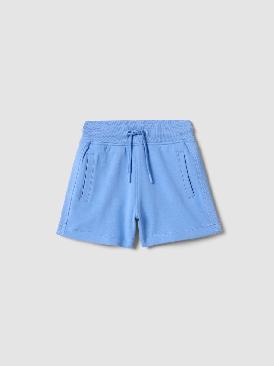 Shorts in puro cotone azzurro da bambina regular fit_0