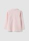 Pink stretch organic cotton polo shirt with ruffle details for baby girl_1