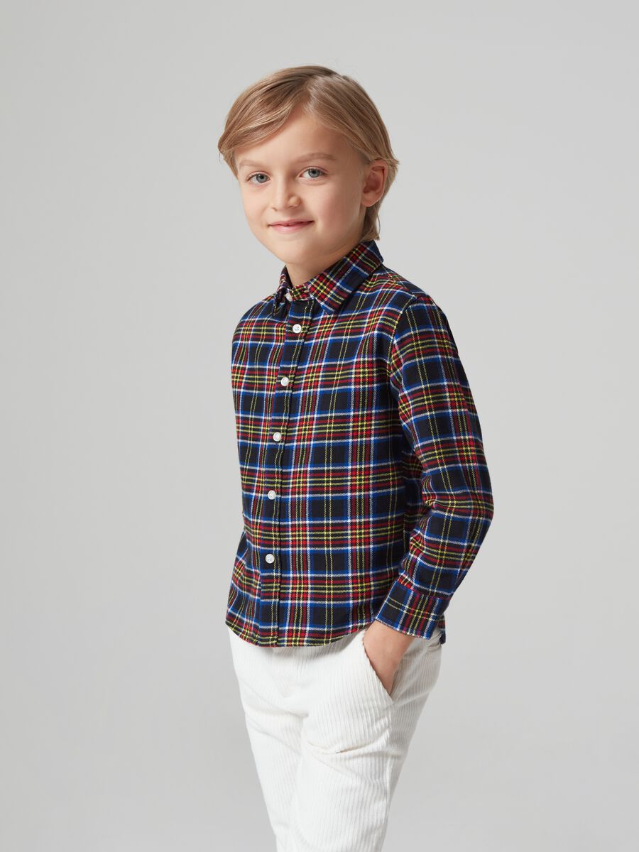 Camicia in cotone fantasia tartan_1