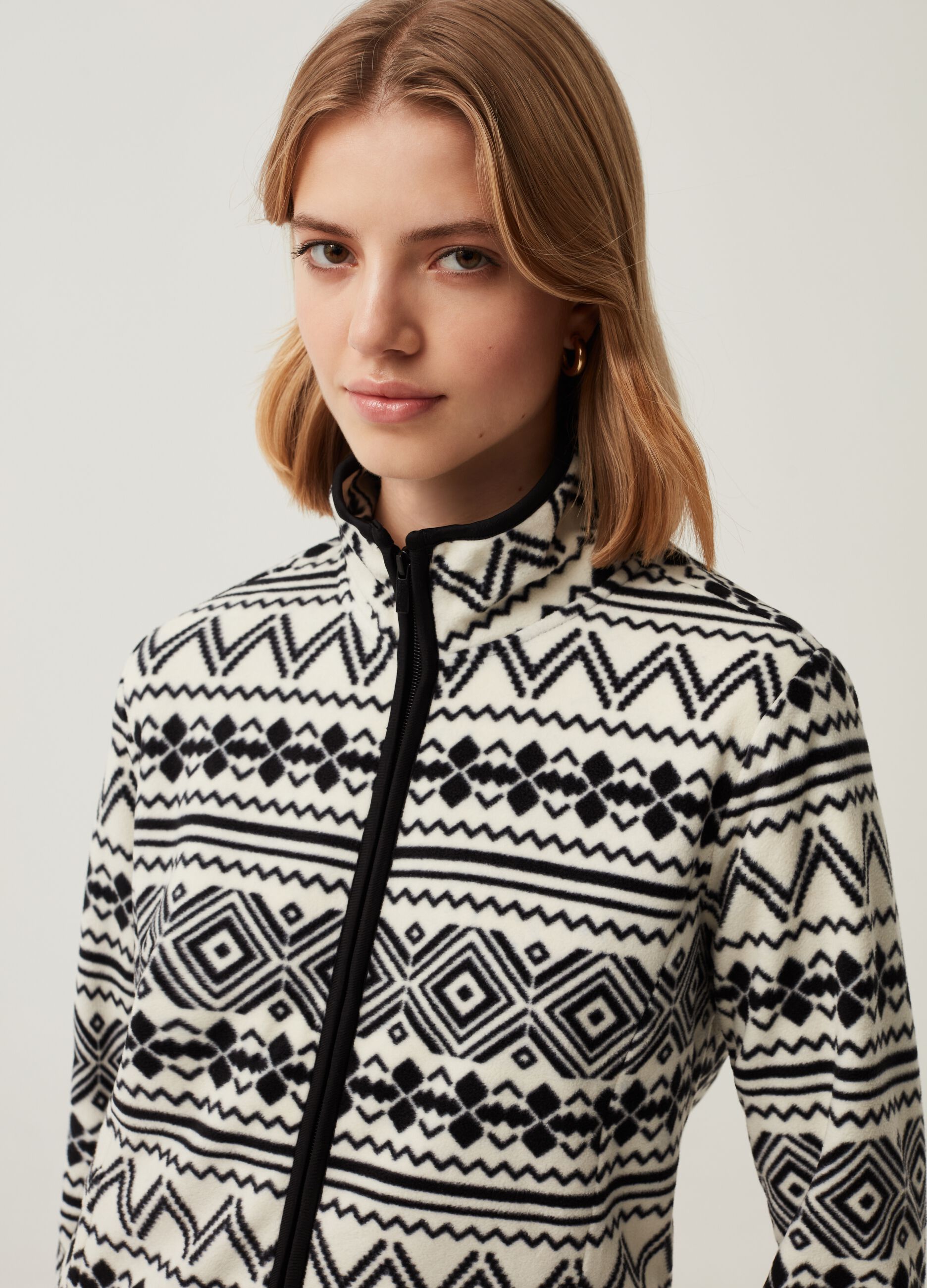 Full-zip in pile con stampa all-over_0