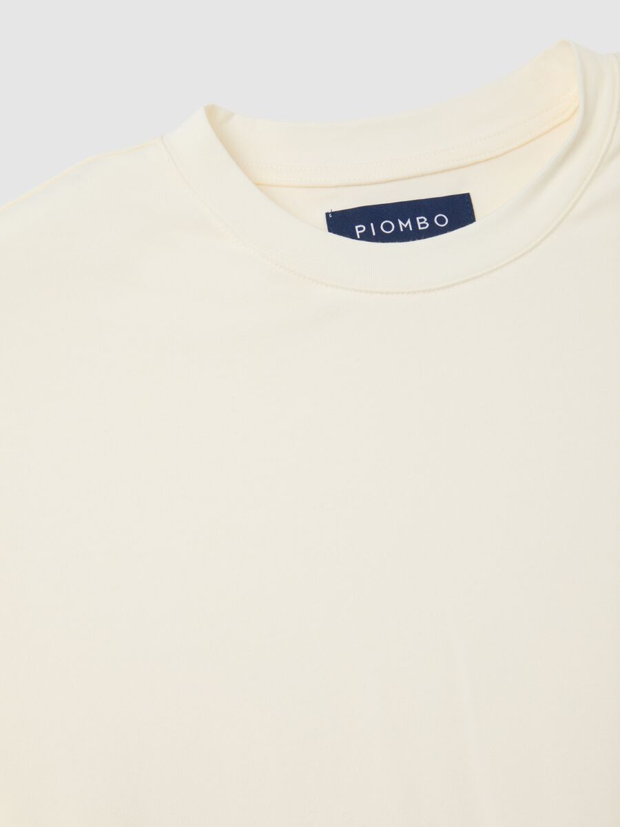 Beige cotton blend t-shirt with regular fit and stretch_5