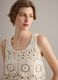 Beige pure cotton crochet tank top_0