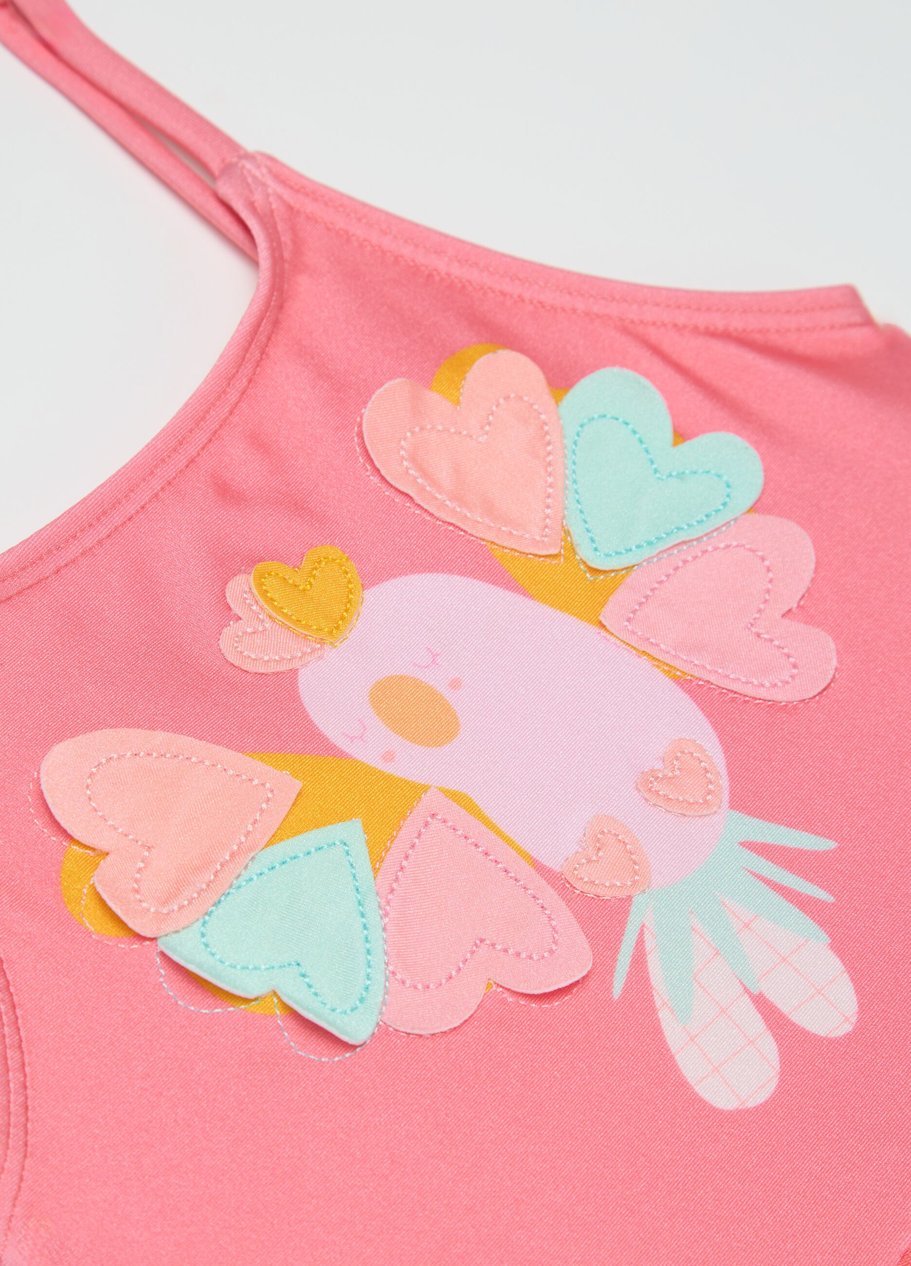 Costume intero da bambina in tessuto elasticizzato rosa