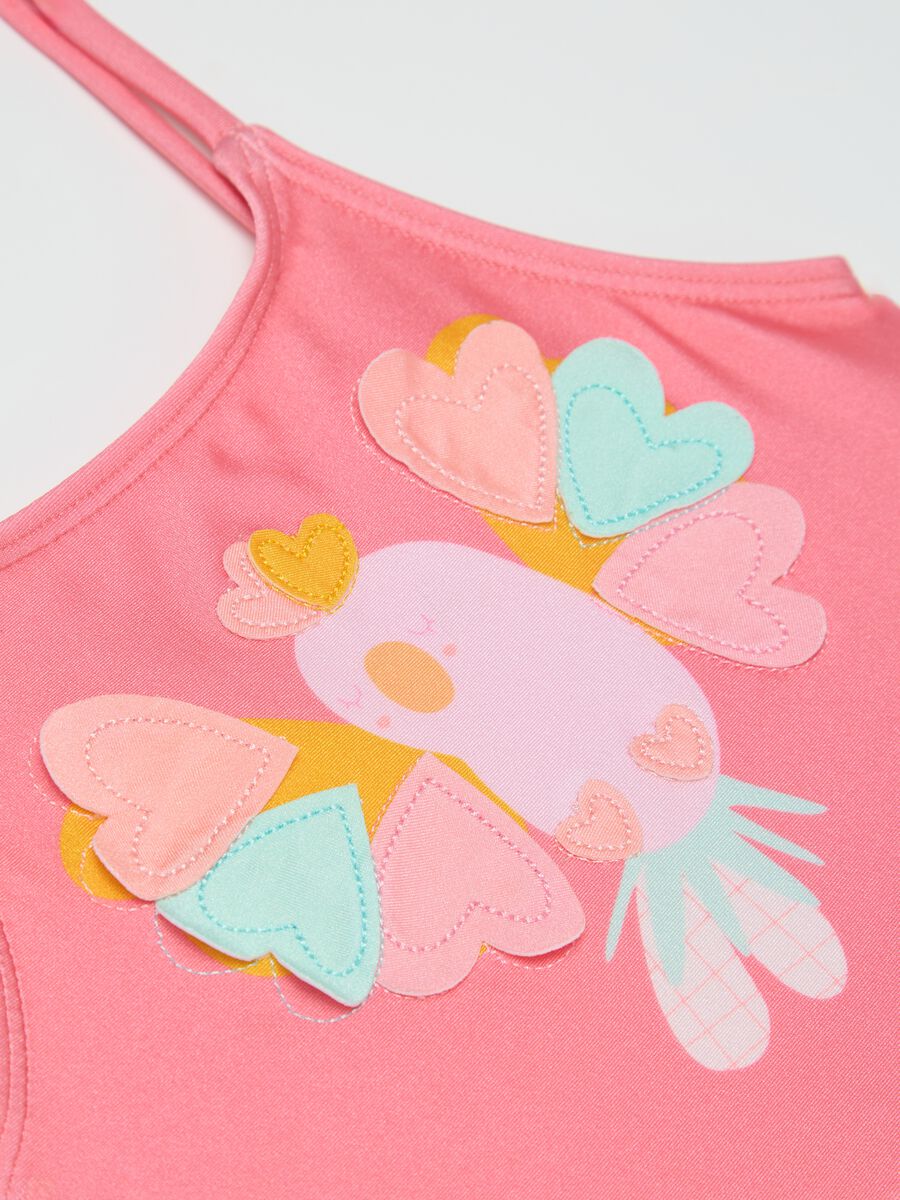 One-piece girls’ costume in stretch pink fabric_2