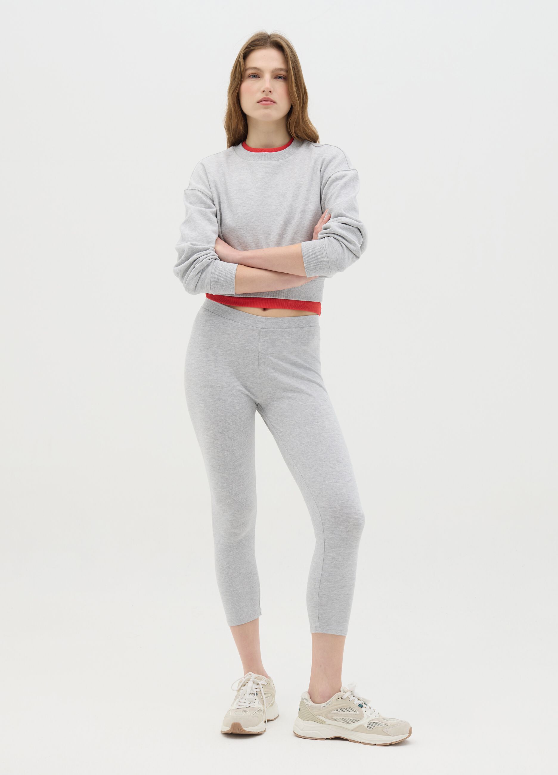 Grey stretchy cotton leggings by Ovs