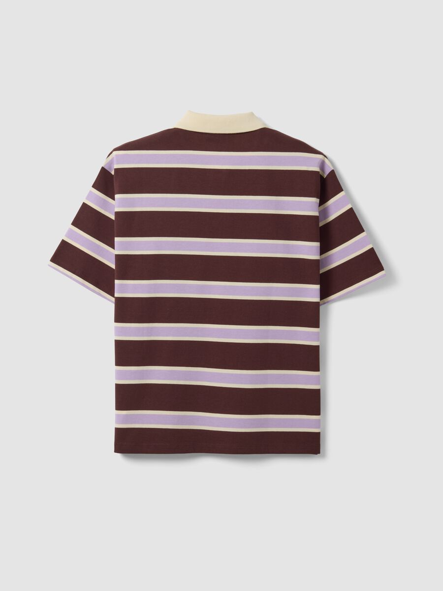 Polo marrone in puro cotone a righe over fit_2