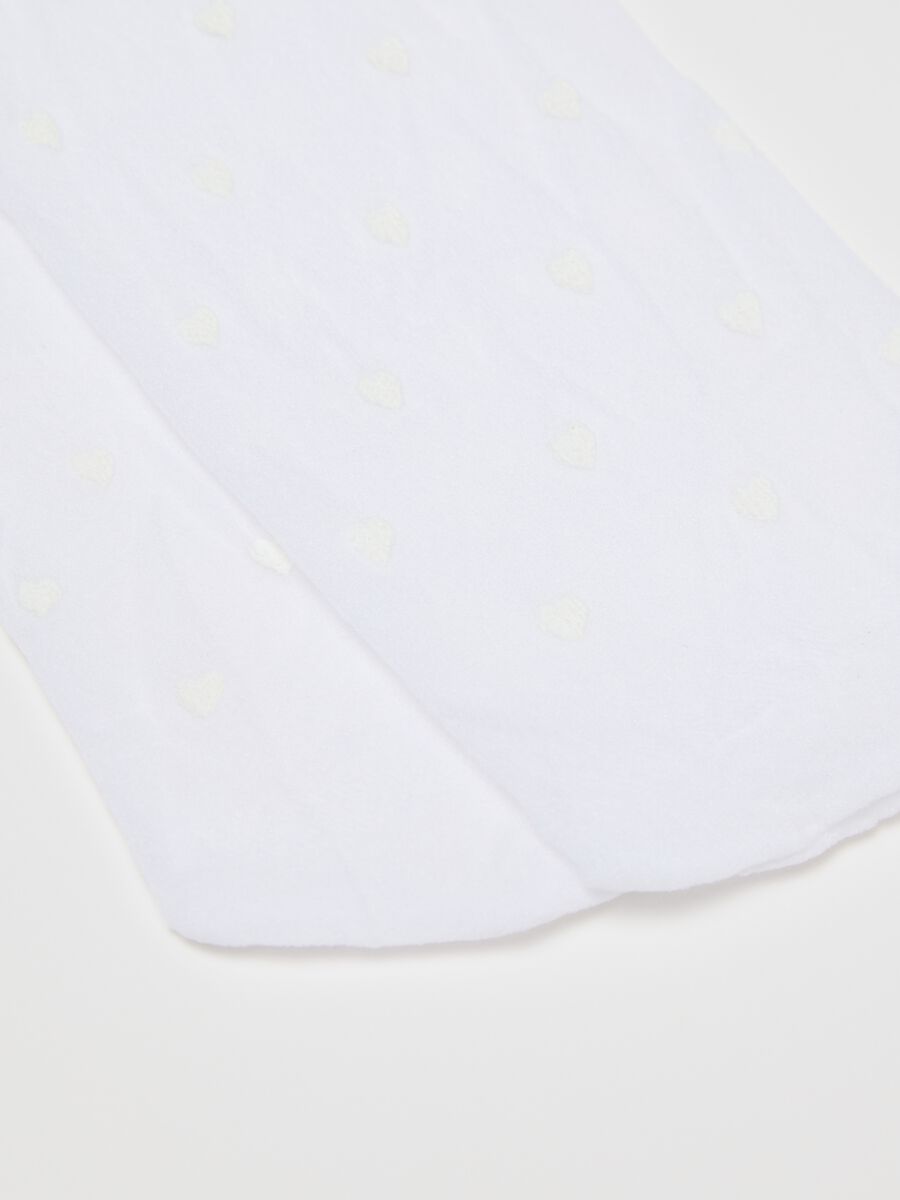 White microfibre tights with hearts_1