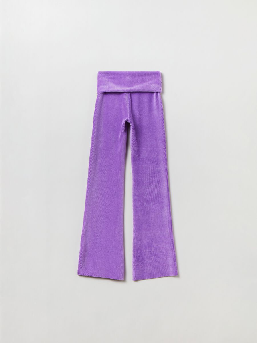 Treggings flare fit a costine con ricamo_1