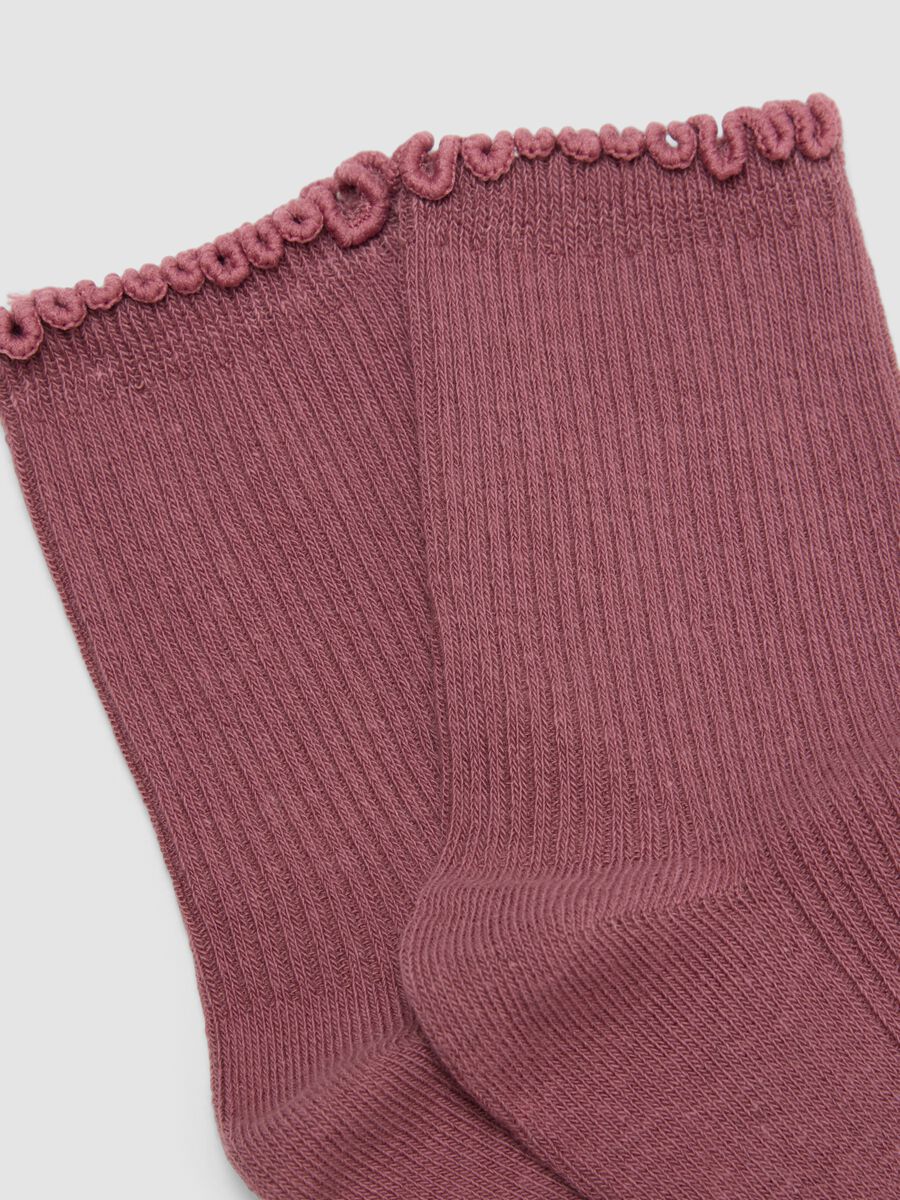 Bipack di calzini rosa in cotone organico elasticizzato con bordo smerlato_2