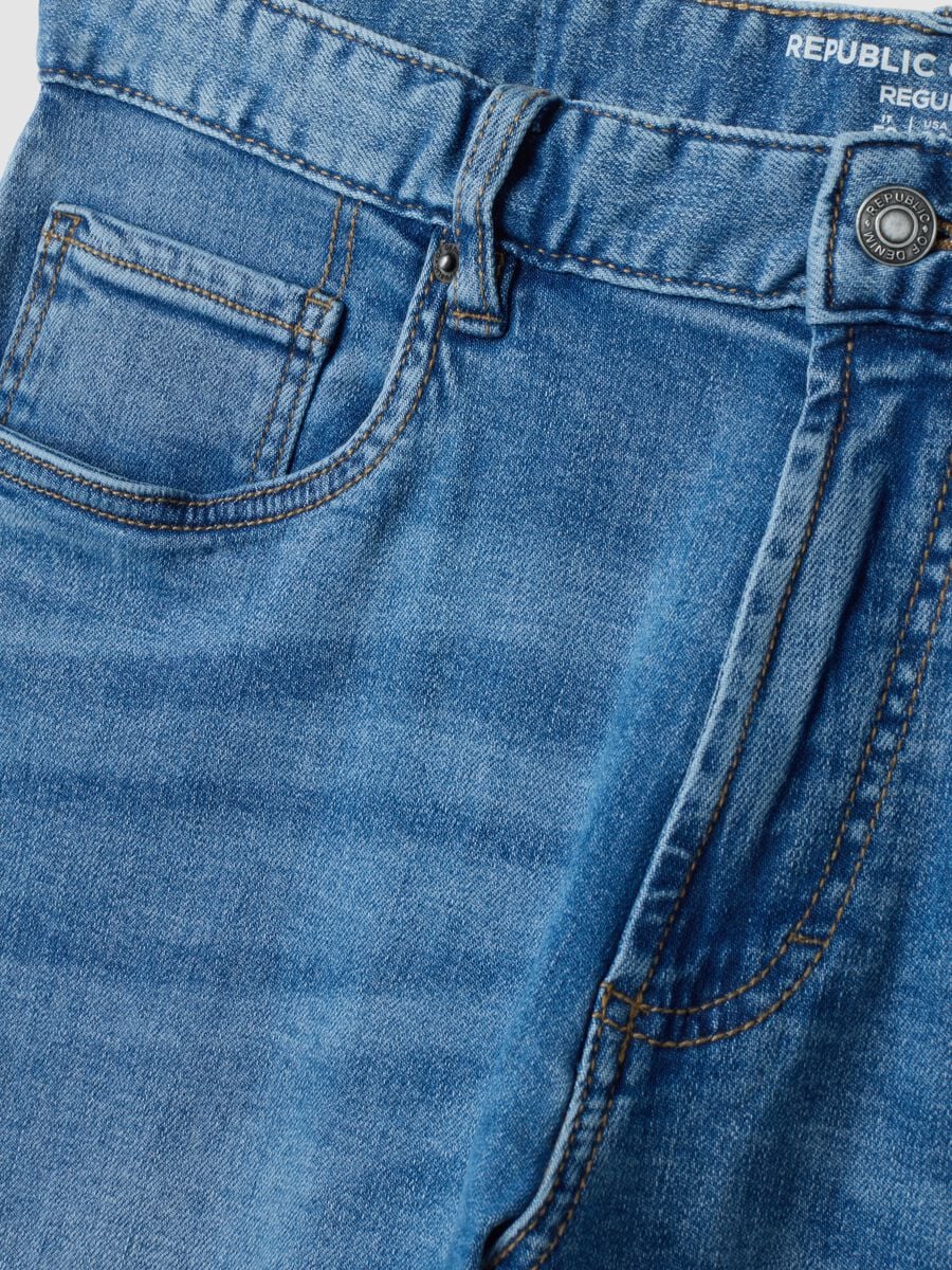 Blue stretch-cotton denim jeans, regular fit_1
